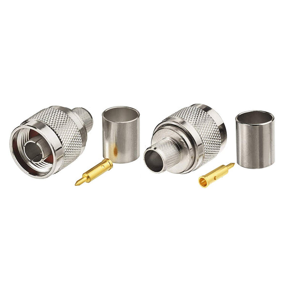 N Male Crimp Solder Attachment 50 Ohm Copper Connector (2-Pack) Compatible with RG213 RG214 RG8 RG9 RG11 RG225 RG393 RG144 RG216 RG215 Low Loss 400 Coaxial Cable