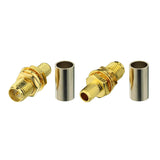 Reverse Polarity RP SMA Female Bulkhead Mount Crimp Solder Attachment 50 Ohm Gold Plated Copper Connector (10-Pack) Compatible with RG58 RG303 RG141 RG142 RG400 Low Loss 195 Coaxial Cable