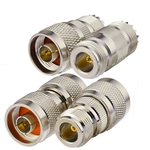 N Male/Female to UHF PL-259/SO-239 (Male/Female) Straight RF Coaxial Coax Adapter Connector Kit 4 Pcs