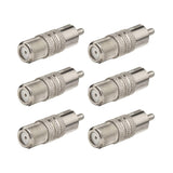 F Type Female to RCA Plug 75 Ohm Coaxial Cable Connector Adapter (6-Pack) for Digital Vedio Audio Home Stereo Receiver Television TV Antenna Coaxial Extension Cable